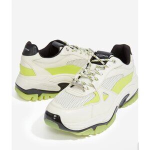 NIB THE KOOPLES Women’s White‎ Chunky-Soled Leather Trainers, Dad Sneakers FR 38